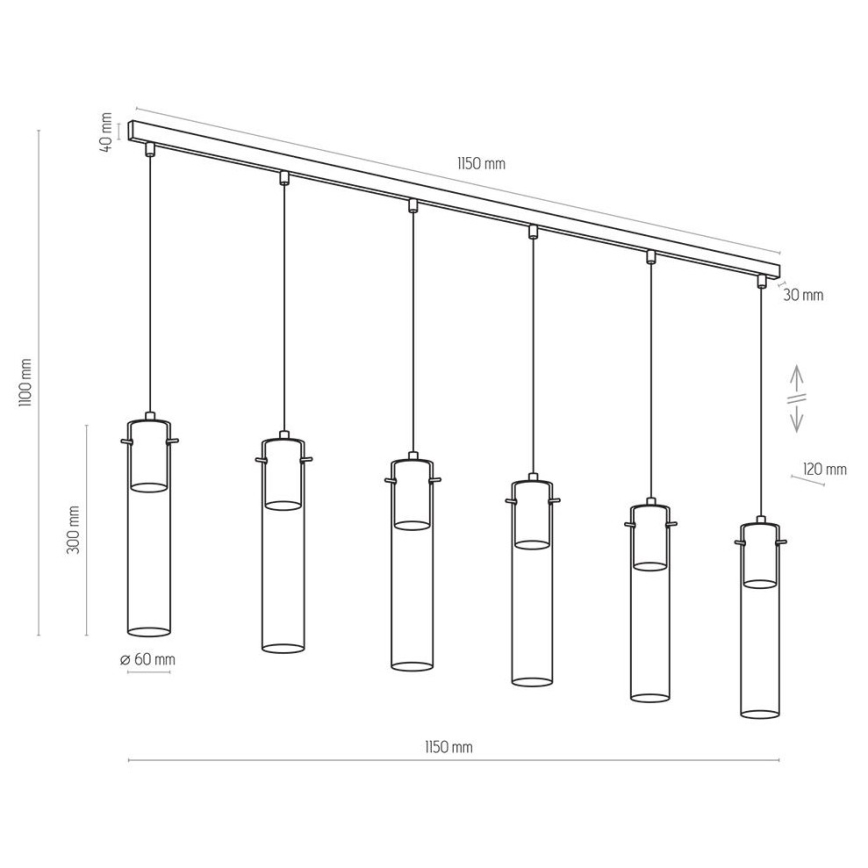 Підвісна люстра LOOK GRAPHITE 6xGU10/10W/230V