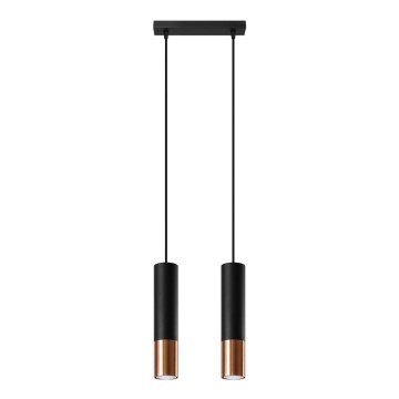 Підвісна люстра LOOPEZ 2xGU10/10W/230V чорний/мідь