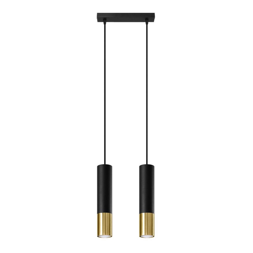 Підвісна люстра LOOPEZ 2xGU10/10W/230V чорний/золотий