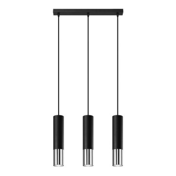 Підвісна люстра LOOPEZ 3xGU10/10W/230V чорний/глянцевий хром