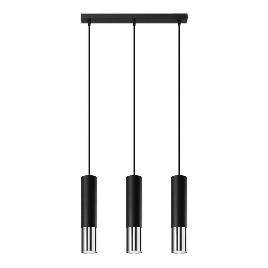 Підвісна люстра LOOPEZ 3xGU10/10W/230V чорний/глянцевий хром