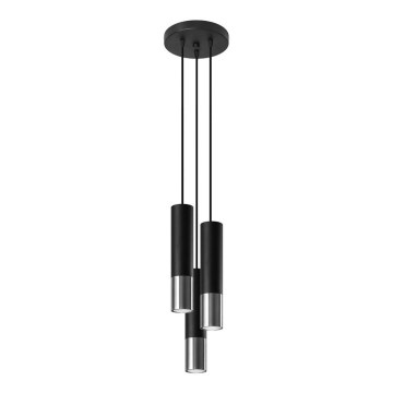 Підвісна люстра LOOPEZ 3xGU10/10W/230V круглий чорний/глянцевий хром