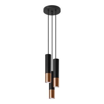 Підвісна люстра LOOPEZ 3xGU10/10W/230V круглий чорний/мідь