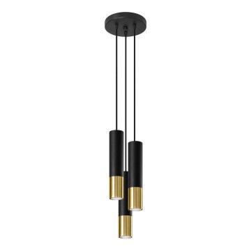 Підвісна люстра LOOPEZ 3xGU10/10W/230V круглий чорний/золотий