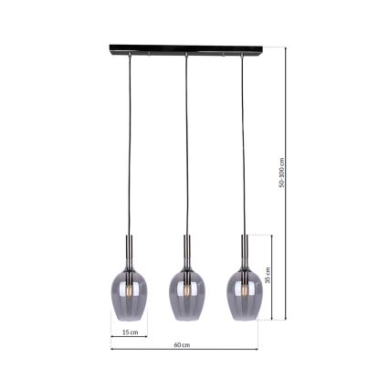 Підвісна люстра LUGANO 3xE14/40W/230V сірий