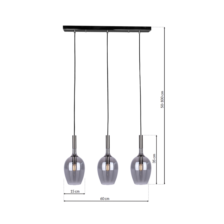 Підвісна люстра LUGANO 3xE14/40W/230V сірий