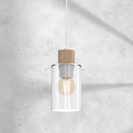 Підвісна люстра MADERA 1xE27/60W/230V білий/дерево