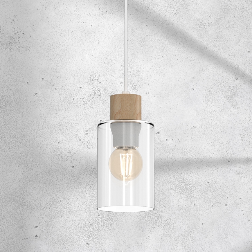 Підвісна люстра MADERA 1xE27/60W/230V білий/дерево