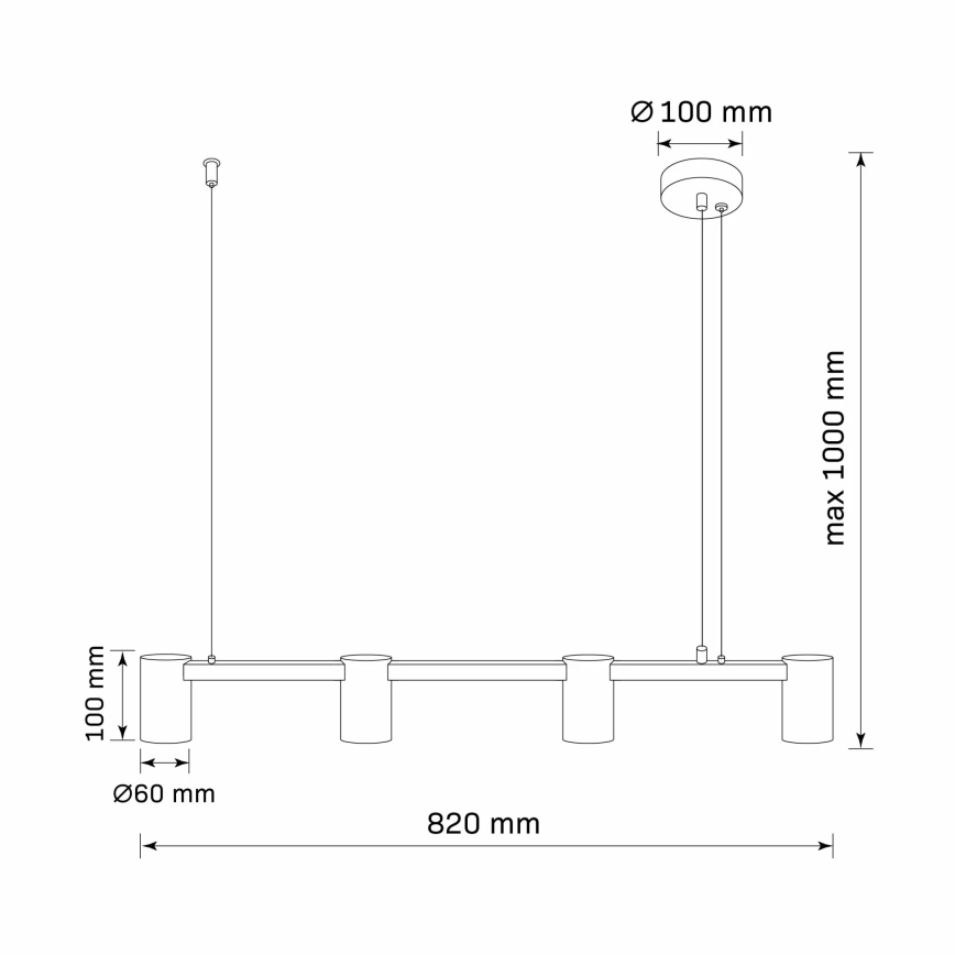 Підвісна люстра MARIBEL 4xGU10/10W/230V чорний