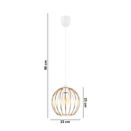 Підвісна люстра MATT 1xE27/60W/230V білий/мідний