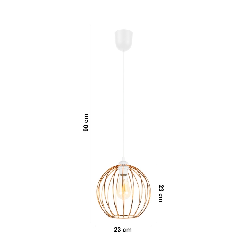Підвісна люстра MATT 1xE27/60W/230V білий/мідний