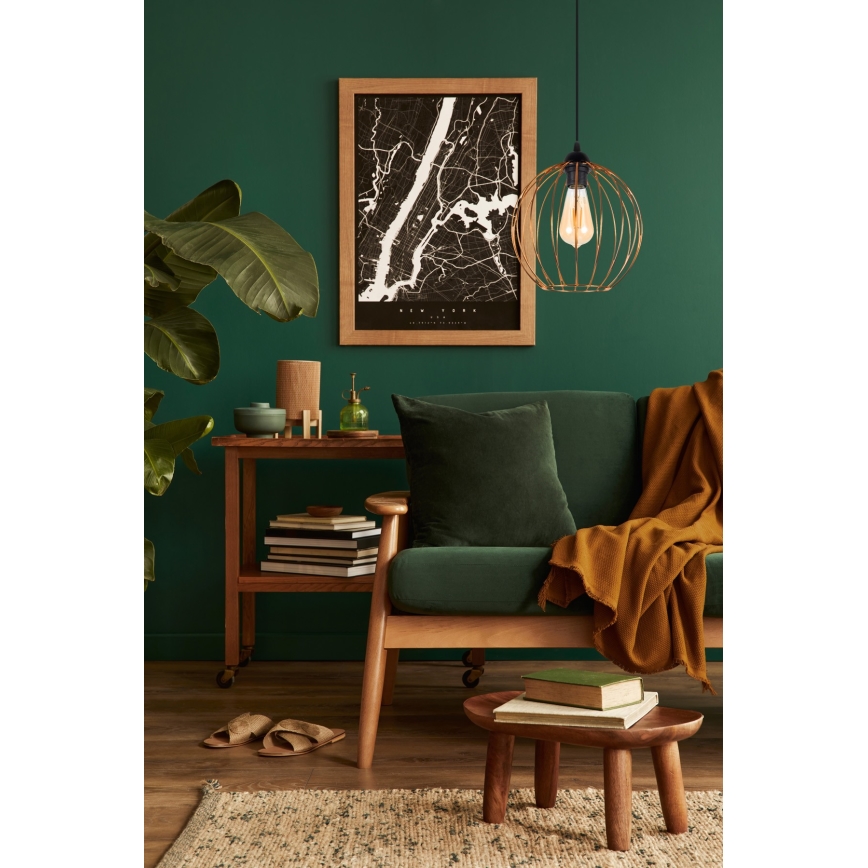 Підвісна люстра MATT 1xE27/60W/230V чорний/мідний