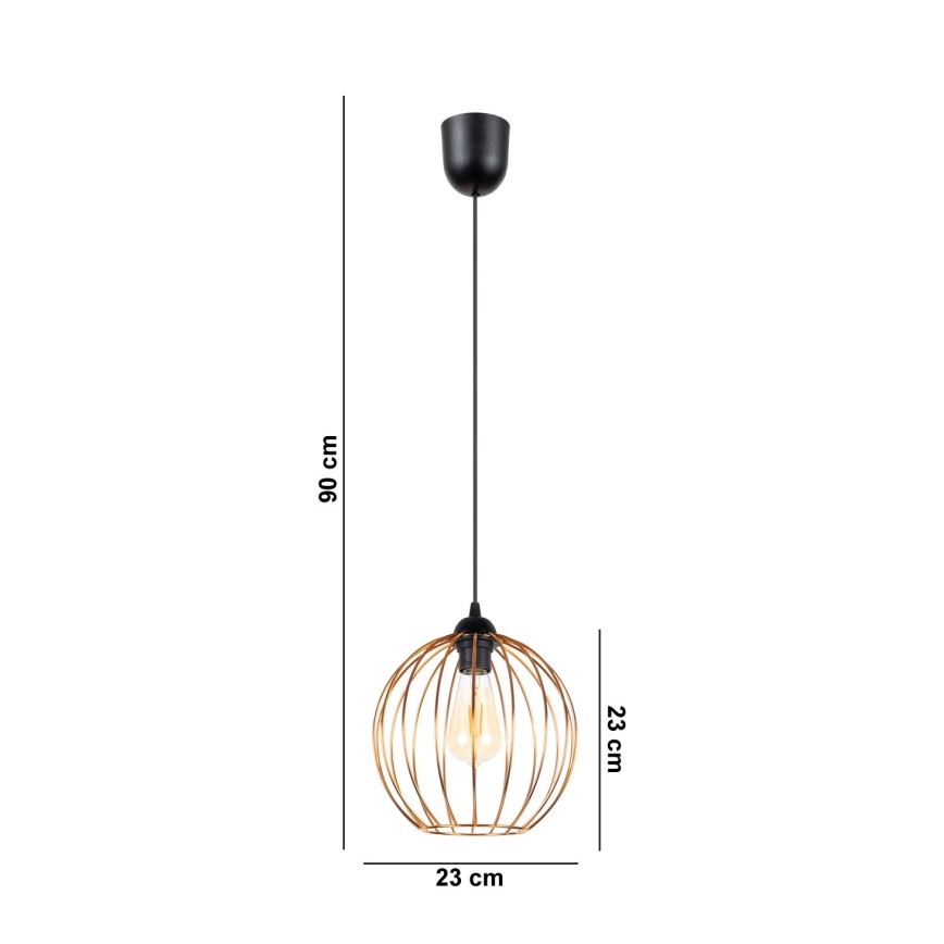 Підвісна люстра MATT 1xE27/60W/230V чорний/мідний