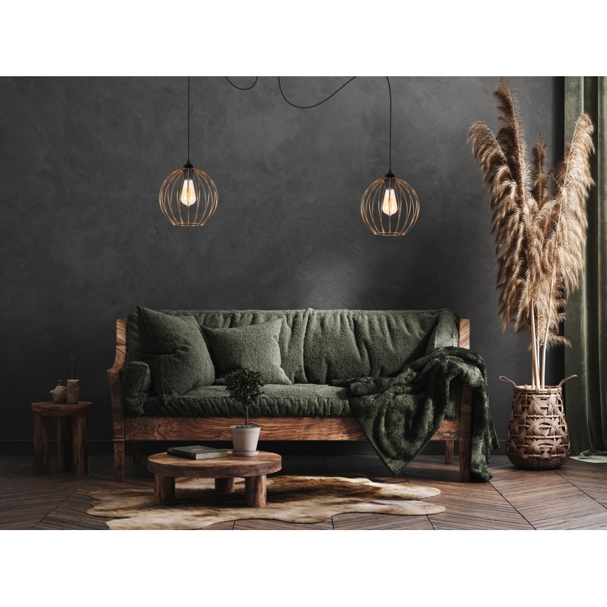 Підвісна люстра MATT 2xE27/60W/230V павук чорний/мідний