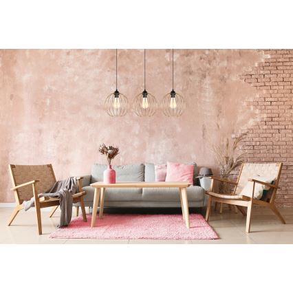 Підвісна люстра MATT 3xE27/60W/230V чорний/золотий