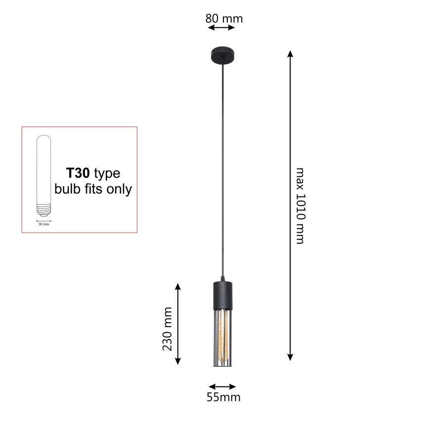 Підвісна люстра MELODY 1xE27/15W/230V чорний