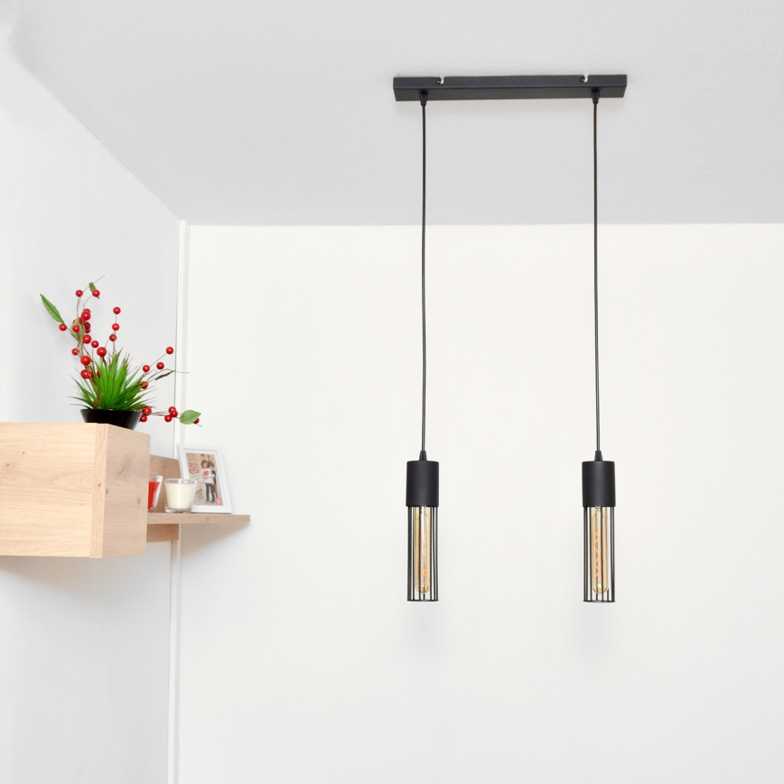 Підвісна люстра MELODY 2xE27/15W/230V чорний