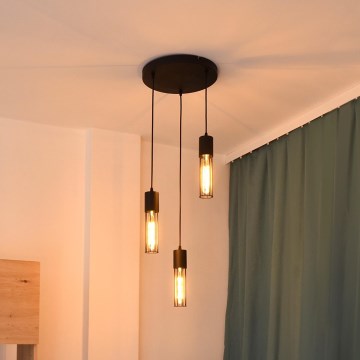 Підвісна люстра MELODY 3xE27/15W/230V чорний