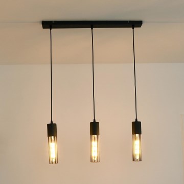 Підвісна люстра MELODY 3xE27/15W/230V чорний