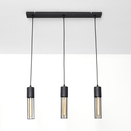Підвісна люстра MELODY 3xE27/15W/230V чорний