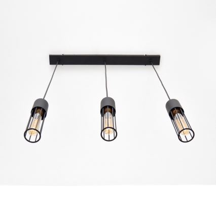 Підвісна люстра MELODY 3xE27/15W/230V чорний