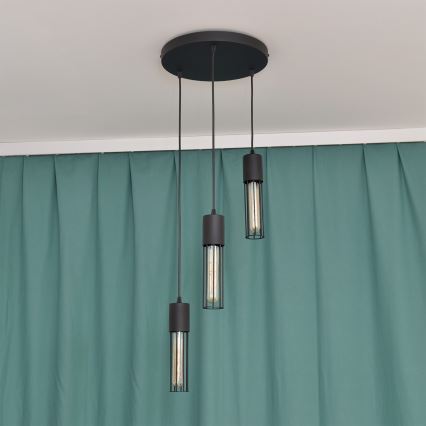 Підвісна люстра MELODY 3xE27/15W/230V чорний