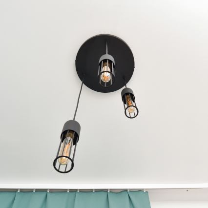 Підвісна люстра MELODY 3xE27/15W/230V чорний