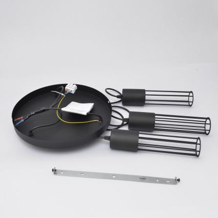 Підвісна люстра MELODY 3xE27/15W/230V чорний