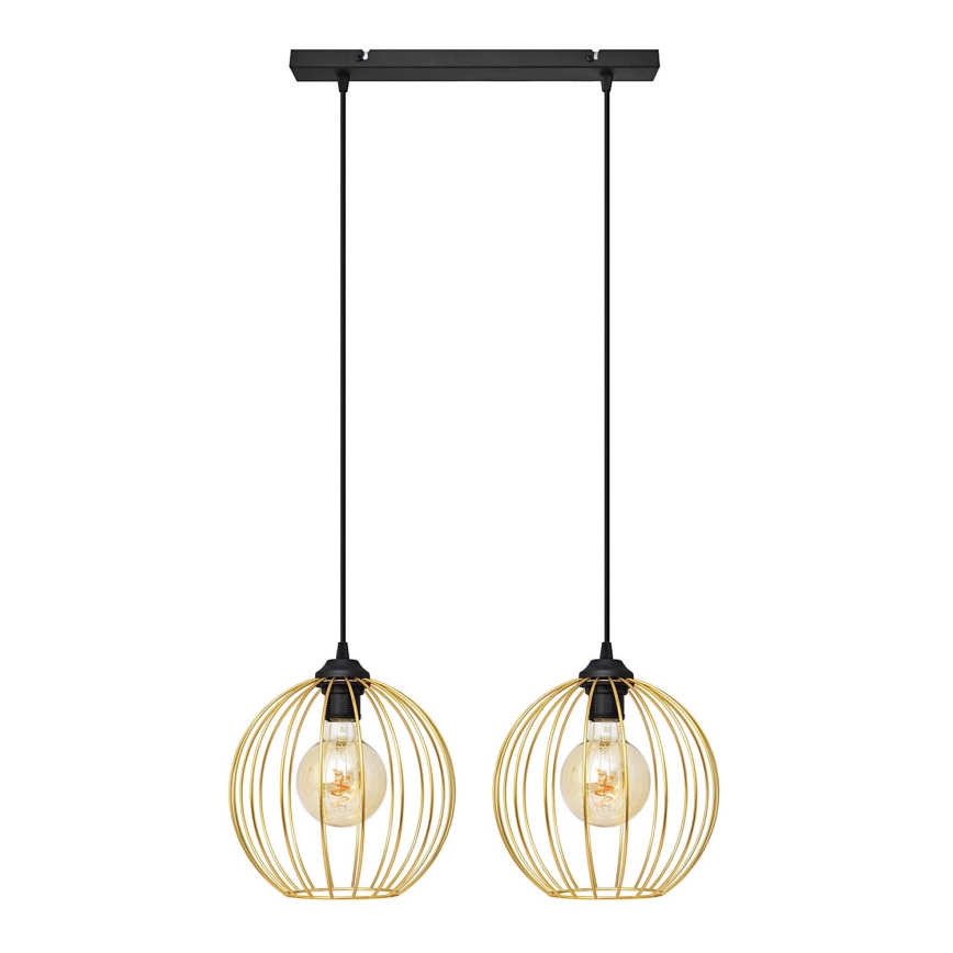 Підвісна люстра MERCURE 2xE27/15W/230V золотий/чорний