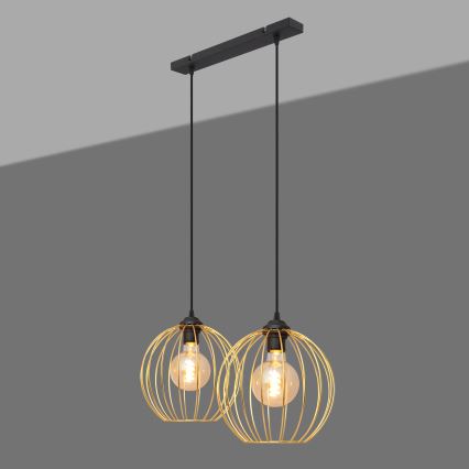 Підвісна люстра MERCURE 2xE27/15W/230V золотий/чорний