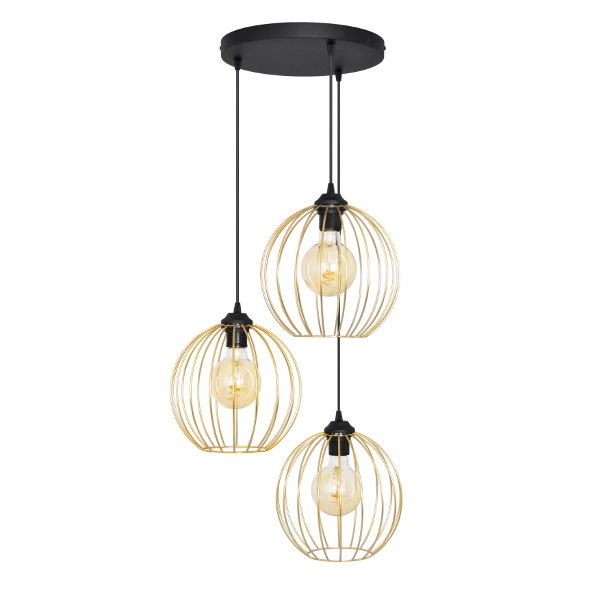 Підвісна люстра MERCURE 3xE27/15W/230V золотий/чорний