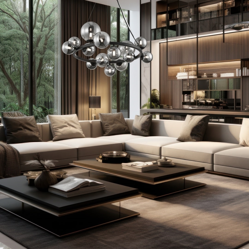 Підвісна люстра MILA 14xG9/9W/230V чорний/сірий