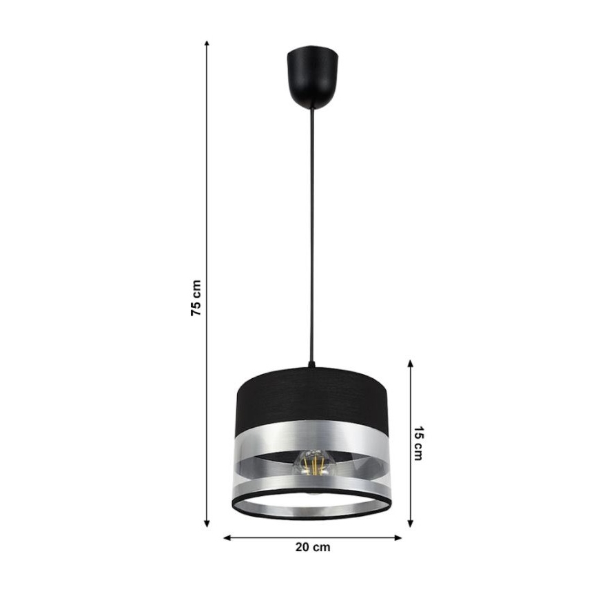 Підвісна люстра MILO 1xE27/60W/230V срібний/чорний