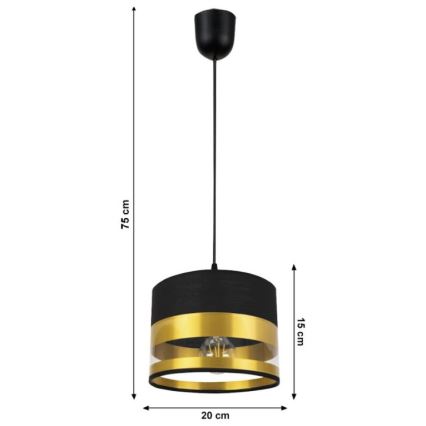 Підвісна люстра MILO 1xE27/60W/230V золотий/чорний