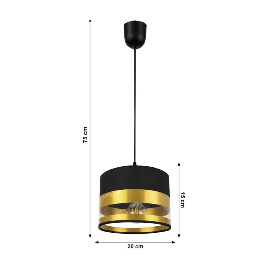 Підвісна люстра MILO 1xE27/60W/230V золотий/чорний