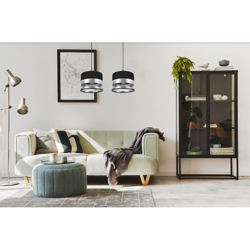 Підвісна люстра MILO 2xE27/60W/230V срібний/чорний