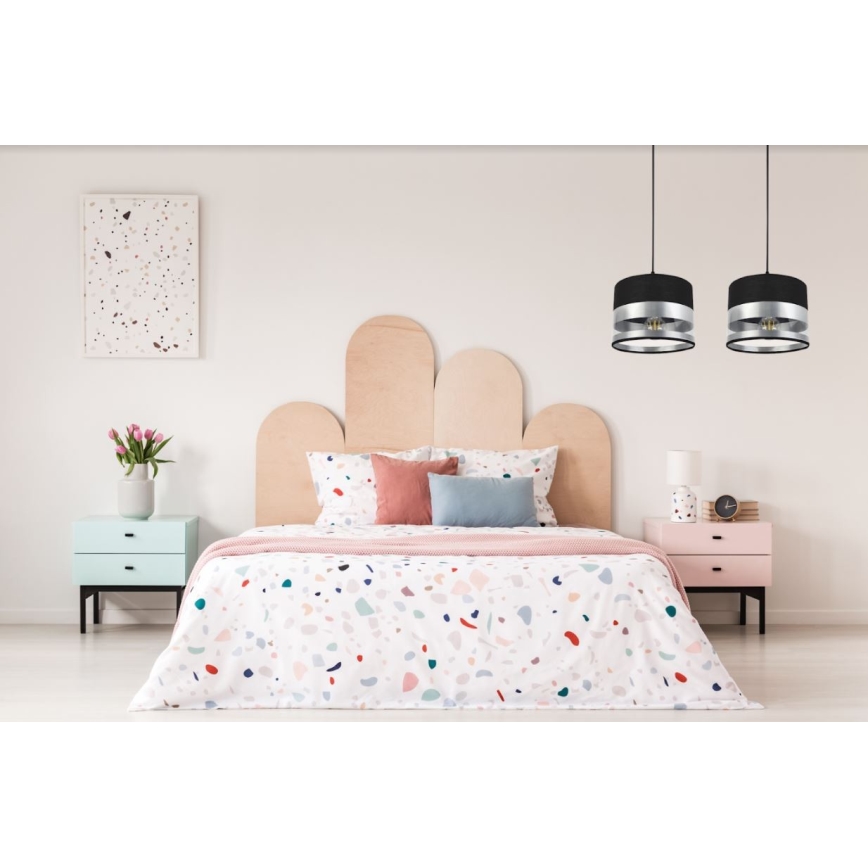 Підвісна люстра MILO 2xE27/60W/230V срібний/чорний