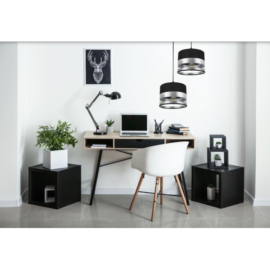 Підвісна люстра MILO 2xE27/60W/230V срібний/чорний