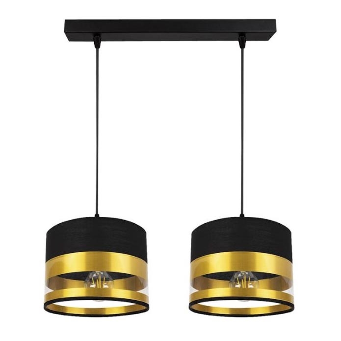 Підвісна люстра MILO 2xE27/60W/230V золотий/чорний