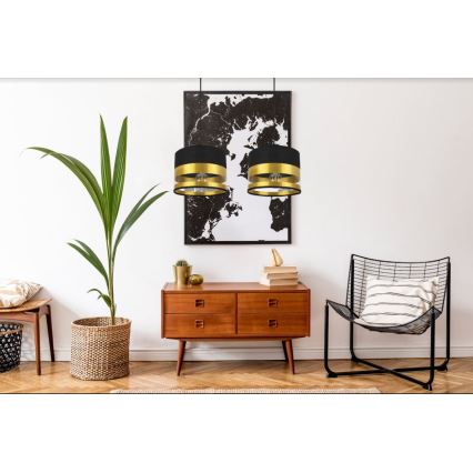 Підвісна люстра MILO 2xE27/60W/230V золотий/чорний