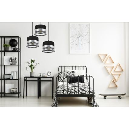 Підвісна люстра MILO 3xE27/60W/230V срібний/чорний