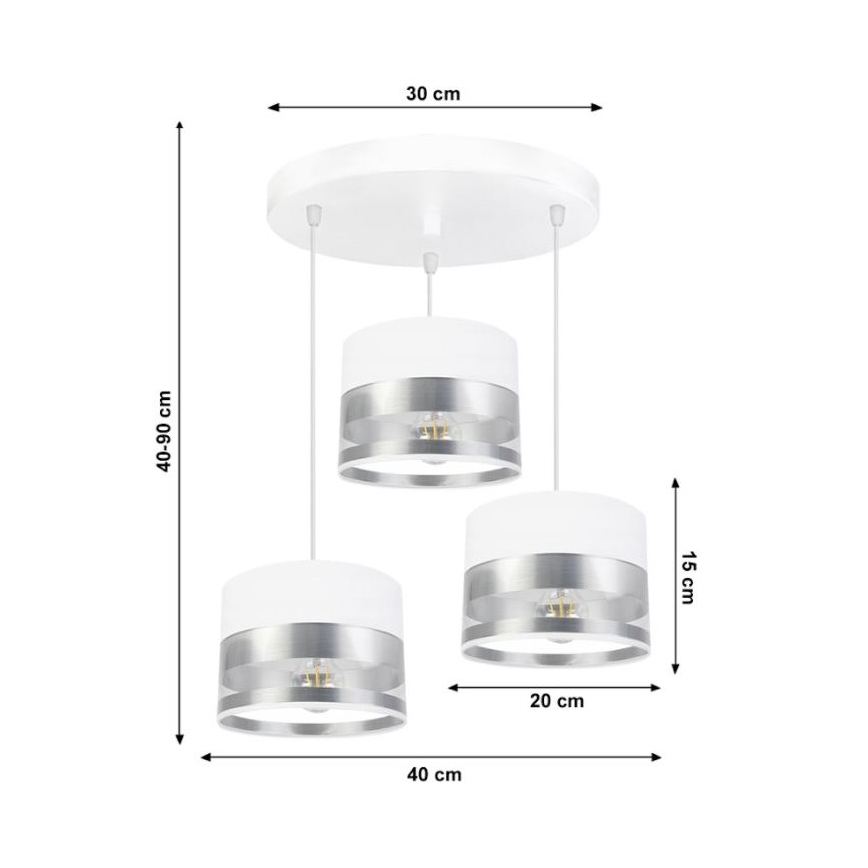 Підвісна люстра MILO 3xE27/60W/230V срібний