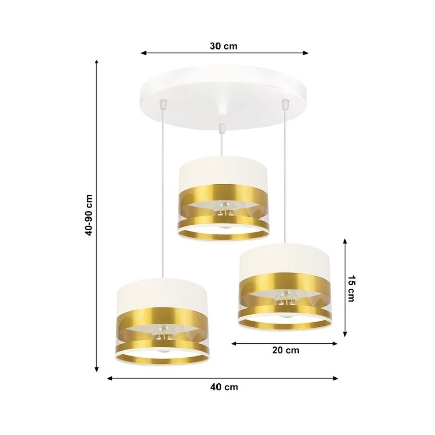 Підвісна люстра MILO 3xE27/60W/230V золотий