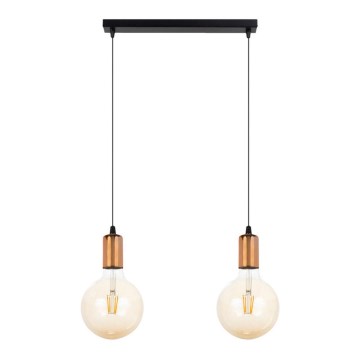 Підвісна люстра MIROS 2xE27/60W/230V чорний/мідний