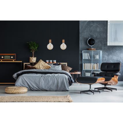 Підвісна люстра MIROS 2xE27/60W/230V чорний/мідний