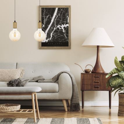 Підвісна люстра MIROS 2xE27/60W/230V чорний/золотий