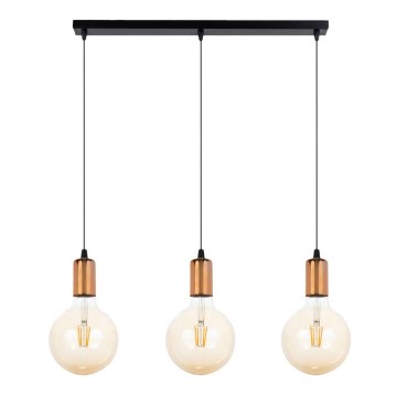 Підвісна люстра MIROS 3xE27/60W/230V чорний/мідний