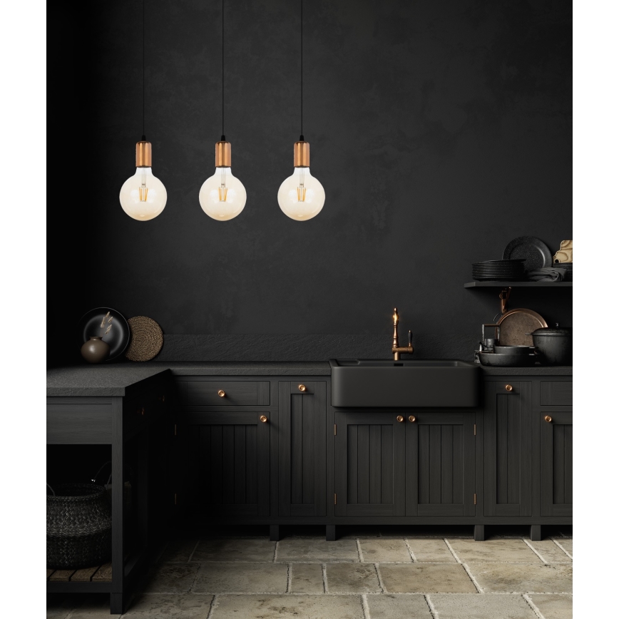 Підвісна люстра MIROS 3xE27/60W/230V чорний/мідний