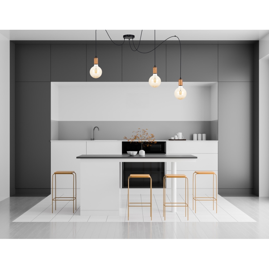 Підвісна люстра MIROS 3xE27/60W/230V павук чорний/мідний