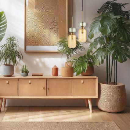 Підвісна люстра MOLLY 1xE14/40W/230V діаметр 12 см золотий/помаранчевий/зелений